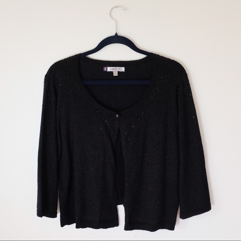 Shimmering Jennifer Lopez Black Cardigan Sz 1X